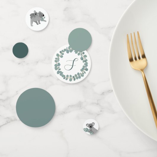 コアラベアベビーシャワーカスタムイニシャル コンフェッティ (グループ)