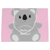 コアラベアベビーバビーブシャワーガール ラージペーパーバッグ (正面)