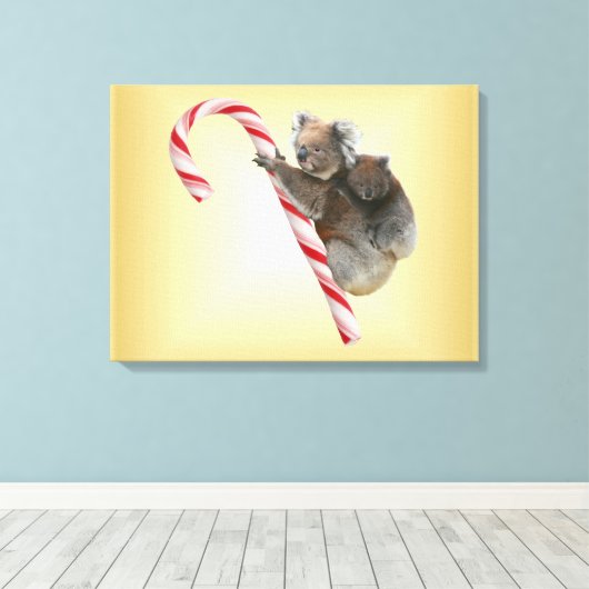 コアラベアム&ジョーイ登山キャンディケイン キャンバスプリント (インサイチュ (ウッドフロア))