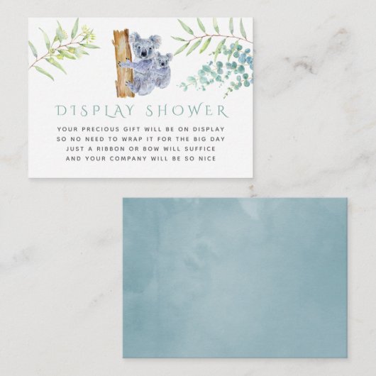 コアラベアユーカリ葉ベビーディスプレイシャワー エンクロージャーカード (正面/裏面)