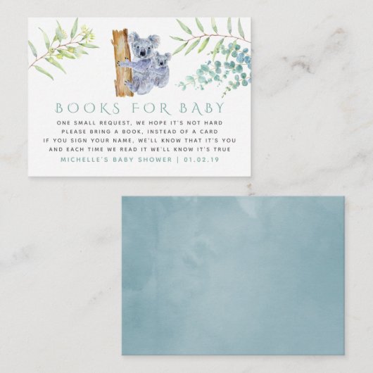 コアラベアユーカリ葉ベビーブックリクエスト エンクロージャーカード (正面/裏面)