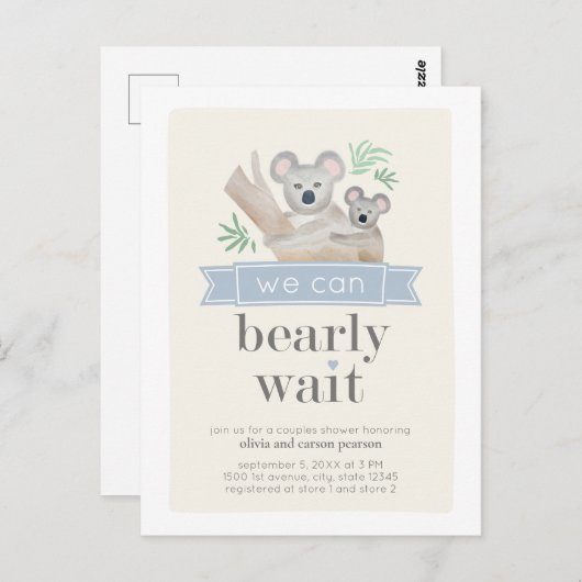 コアラベアーアワーリー待ちのカップルズベビーシャワー ポストカード (正面/裏面)