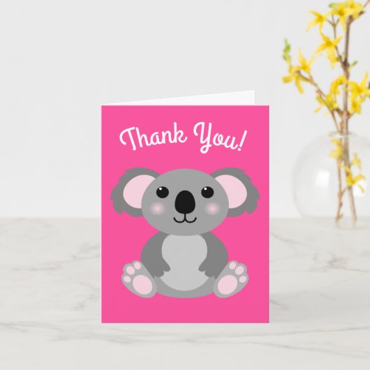 コアラベアーキュート子供の誕生日パーティーありがとう カード (黄色い花)