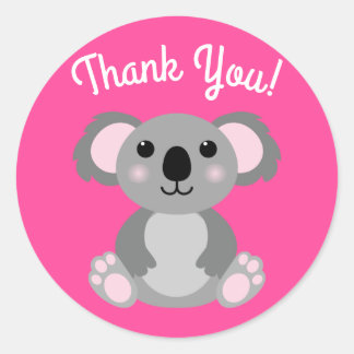 コアラベアーキュート子供の誕生日パーティーありがとう ラウンドシール
