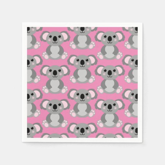 コアラベアーキュート子供の誕生日パーティー スタンダードカクテルナプキン (正面)