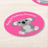 コアラベアーキュート子供の誕生日パーティー ラウンドペーパーコースター (アングル)