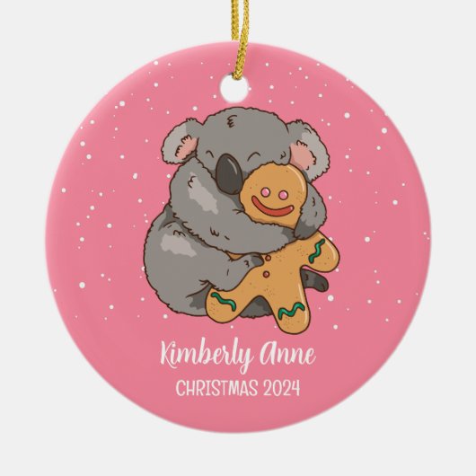 コアラベアークリスマスアニマル雪の冬の休日 セラミックオーナメント (正面)