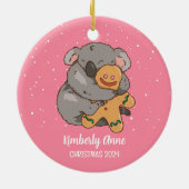 コアラベアークリスマスアニマル雪の冬の休日 セラミックオーナメント (裏面)