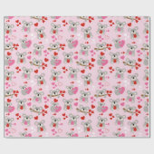 コアラベアーズバレンタインデーレッドピンクハート ラッピングペーパー (フラット)