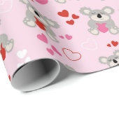 コアラベアーズバレンタインデーレッドピンクハート ラッピングペーパー (ロールコーナー)