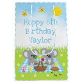 コアラベアーズピクニックブルーギンガムハッピーバースデー ミディアムペーパーバッグ (裏面)