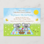 コアラベアーズピクニックブルーギンガム誕生日 ポストカード (正面)