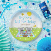 コアラベアーズピクニックブルージンガム誕生日パーティー ペーパープレート (パーティー)