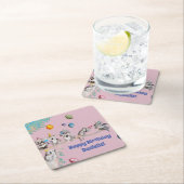 コアラベアーズ誕生日パーティー動物ガールズピンク スクエアペーパーコースター (インサイチュ)