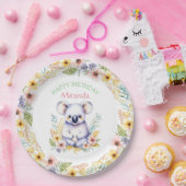 コアラベアーテーマガールズハッピーバースデー ペーパープレート (パーティー)