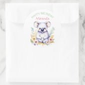 コアラベアーテーマガールズハッピーバースデー ラウンドシール (バッグ)