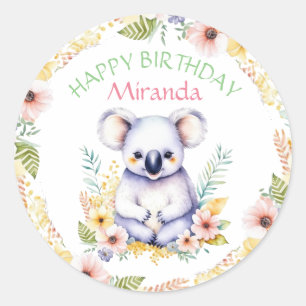 コアラベアーテーマ誕生日 パーソナライズされた ラウンドシール