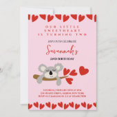 コアラベアーバレンタインデー誕生日ハート 招待状 (正面)