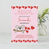 コアラベアーバレンタインデー誕生日ハート 招待状 (スタンド正面)