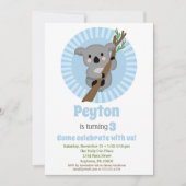 コアラベアーブルーバースデーパーティー 招待状 (正面)