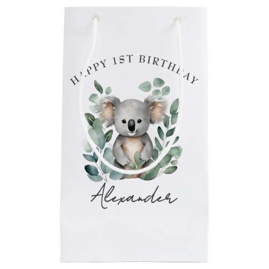 コアラベアーボーイズ1歳の誕生日パーティー スモールペーパーバッグ (正面)