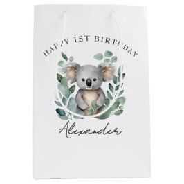 コアラベアーボーイズ1歳の誕生日パーティー ミディアムペーパーバッグ