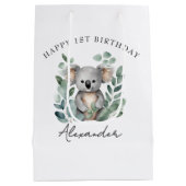 コアラベアーボーイズ1歳の誕生日パーティー ミディアムペーパーバッグ (裏面)