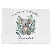 コアラベアーボーイズ1歳の誕生日パーティー ラージペーパーバッグ (裏面)