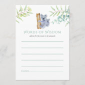 コアラベアーユーカリプトゥス葉ベビーシャワーアドバイス アドバイスカード (正面)