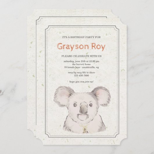 コアラベア招待状 招待状 (正面/裏面)