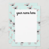 コアラベパーソナライズされたアノートカード サンキューカード (正面/裏面)