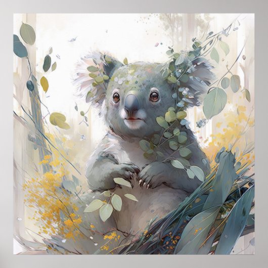 コアラポートレート動物絵画の野生生物アウトドア ポスター (正面)