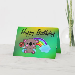 コアラレインボー魔法誕生日ウィッシュ カード