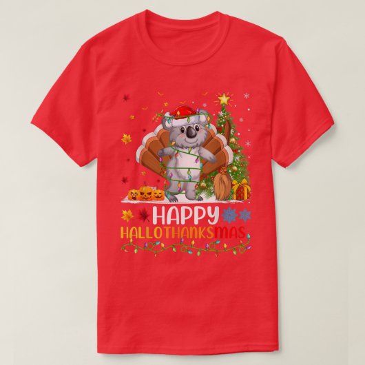 コアラ動物愛好家おもしろいハッピーコアラHelloThanksMa Tシャツ (デザイン正面)