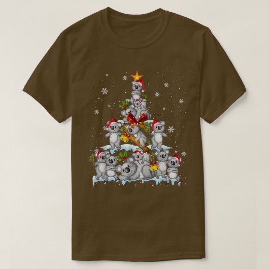 コアラ動物愛好家クリスマスギフトコアラクリスマスツリー Tシャツ (デザイン正面)
