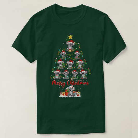 コアラ動物愛好家マッチングサンタコアラクリスマス Tシャツ (デザイン正面)