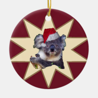 コアラ及びオウムのクリスマスのオーナメント セラミックオーナメント