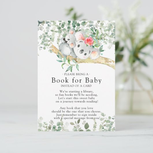 コアラ少年ベビーシャワーベビー用ブック エンクロージャーカード (スタンド正面)