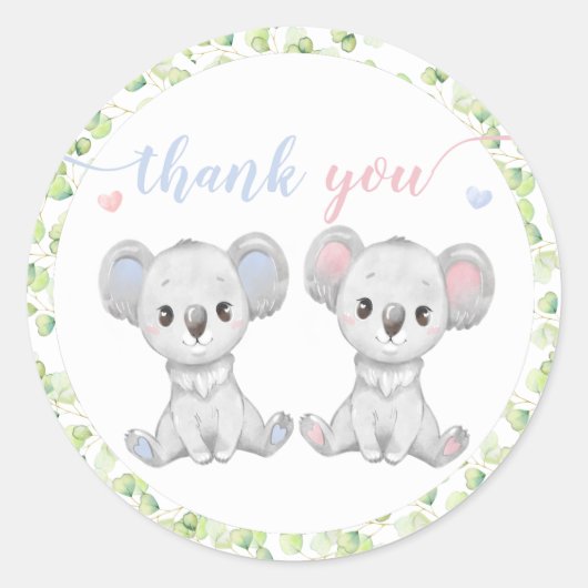 コアラ性別のシールがパーティーを明らかにする。 ラウンドシール (正面)