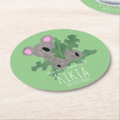 コアラ手描きクマ誕生日パーティー ラウンドペーパーコースター (アングル)