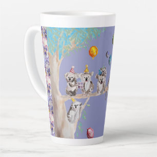 コアラ水彩紫色の誕生日パーティーラテマグ カフェラテマグ