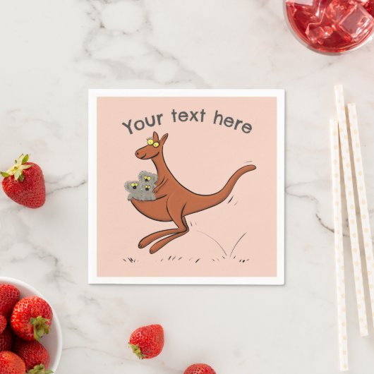 コアラ漫画のナプキンと可愛いカンガルー紙 スタンダードカクテルナプキン (インサイチュ)