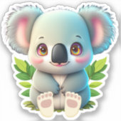 コアラ熊かわいい野生動物自然動物グラフィック シール (正面)