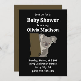 コアラ熊の赤男女兼用ちゃんシャワー 招待状