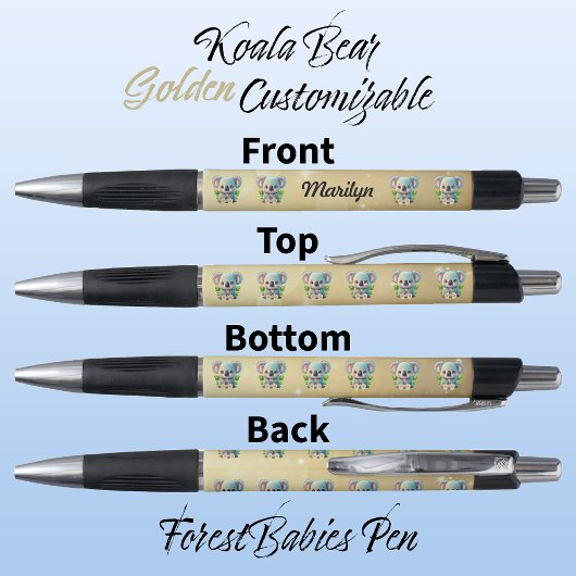 コアラ熊カラフル金ゴールド可愛いウッドランド動物 ボールペン