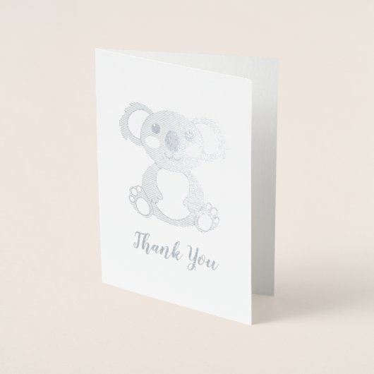 コアラ熊ベビーシャワーピンクガール 箔カード (正面)