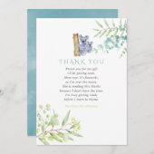 コアラ熊ユーカリ葉スベイビーシャワーありがとう サンキューカード (正面/裏面)