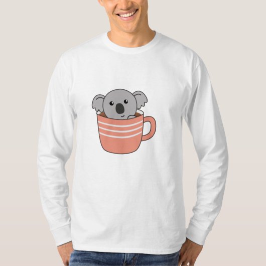 コアラ珈琲コーヒーカップかわいい動物コアラ Tシャツ (正面)