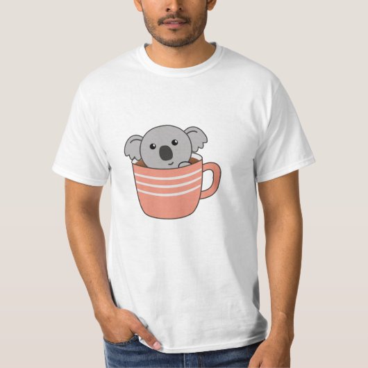 コアラ珈琲コーヒーカップかわいい動物コアラ Tシャツ (正面)