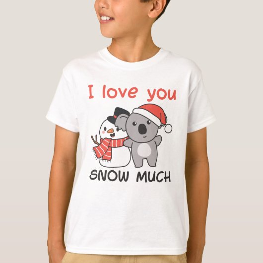 コアラ私はあなたを愛する雪の多くの雪だるまパン Tシャツ (正面)